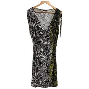 Airfield Women’s Midi Animal Print Shoulder-Tie Dress with Belt